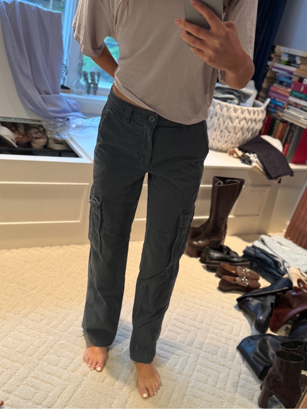 TNA Aritzia Cargo Pants Size 0 Charcoal Gray NWOT